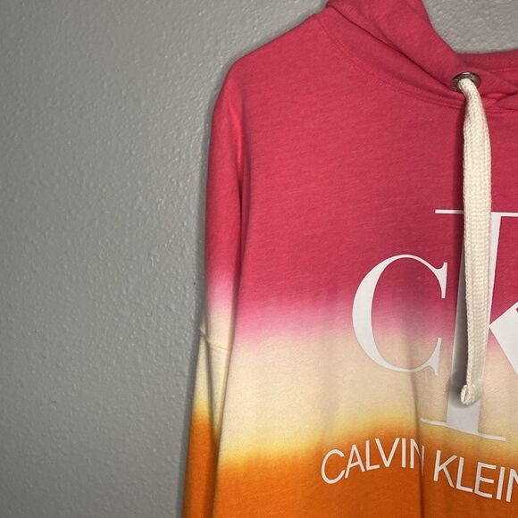 Calvin Klein Jeans Monogram Logo Tie Dye Color Block Hoodie Size Large - Picture 4 of 8